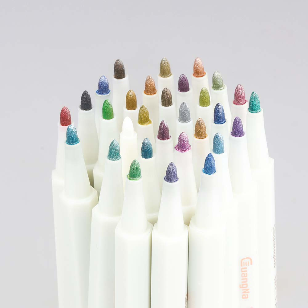 10 15 20 30 pcs Pen Colour Bullet & Brush Tip Metallic Multi Image 2