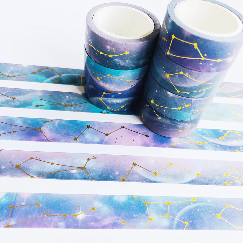 4pcs 15mm 5m Washi Paper Flowers Constellation Multi Image 5